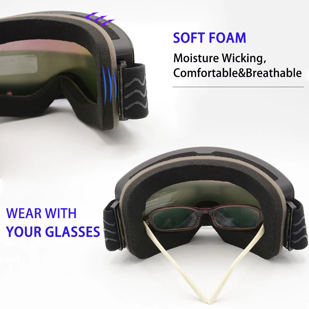 Anti-Fog Ski Goggles with Magnetic Lens