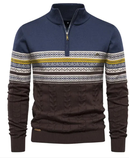 Men's Stand-up Collar Half-Zip Sweater