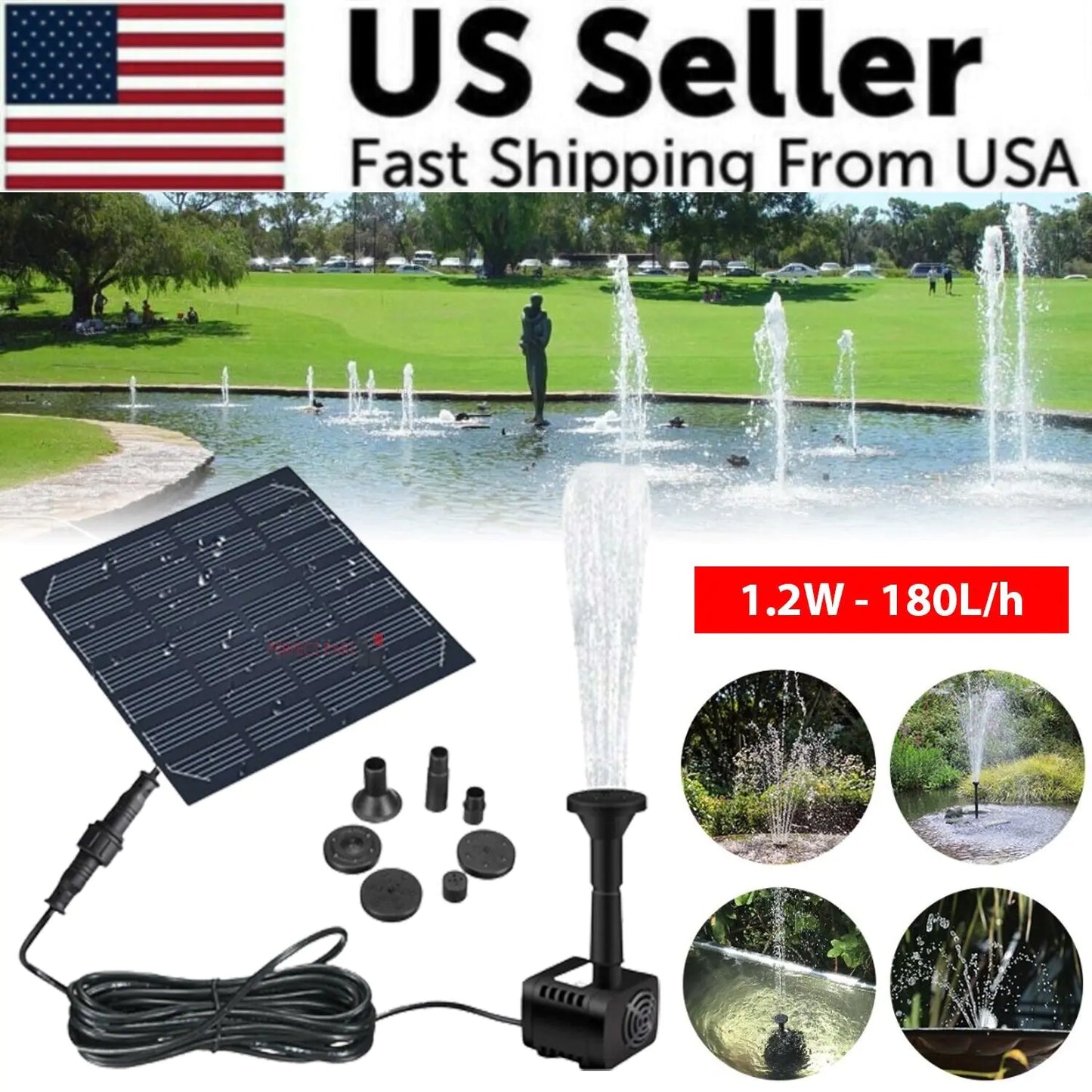 Solar Power Fountain Submersible Floating Water Pump Bird Bath Pond Garden Pool