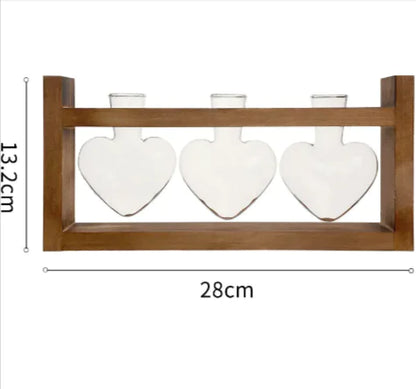 Heart-Shaped Glass Vase with Wooden Stand – stylish and elegant!