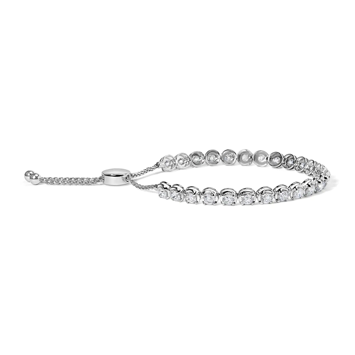 14K White Gold 6.00 Cttw Diamond 4”-10” Adjustable Bolo Tennis Bracelet (I-J Color, I1-I2 Clarity) - Anti Spier 