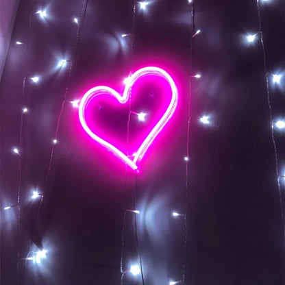 Big Heart Shape Neon Sign Wall Hanging Light - 38cm, USB Powered