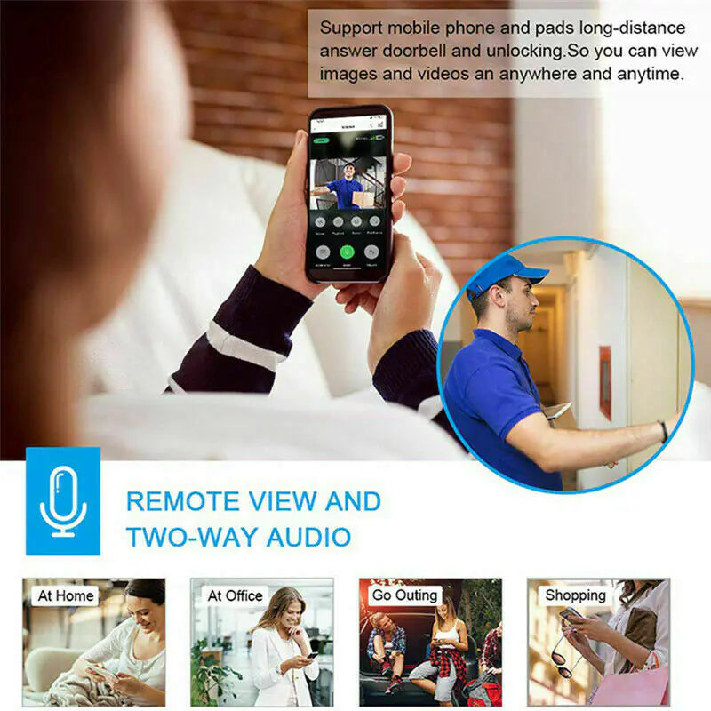 WiFi Ring Doorbell 1080P HD Security Camera Wireless Door Bell CameraAnti Spier Anti SpierWiFi Ring Doorbell 1080P HD Security Camera Wireless Door Bell Camera img{max-width:100%}

 
 Two-Way Door Bell WiFi Wireless Video PIR Doorbell Talk Smart Security HD Camera

Features: 
This WiFi doorbell can connect home WiFi a