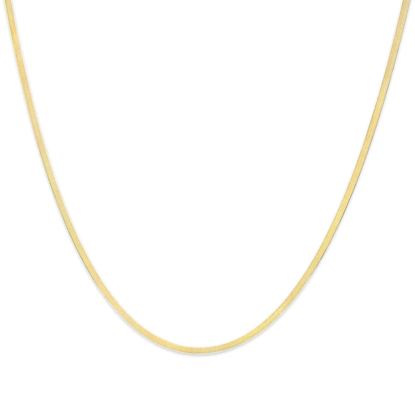 Unisex Solid 14K Gold 2.8mm Imperial Herringbone Chain Necklace - Anti Spier 