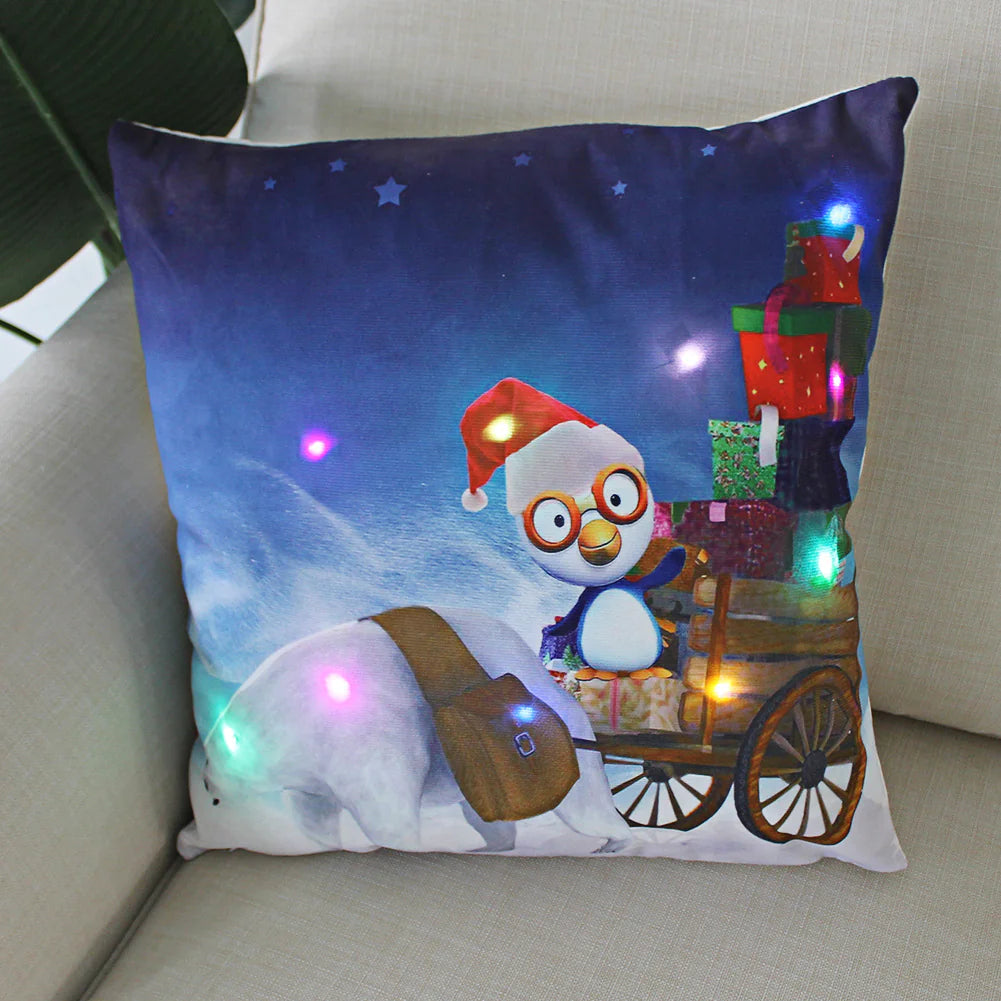 Super Soft Plush Christmas LED Lantern Pillowcase