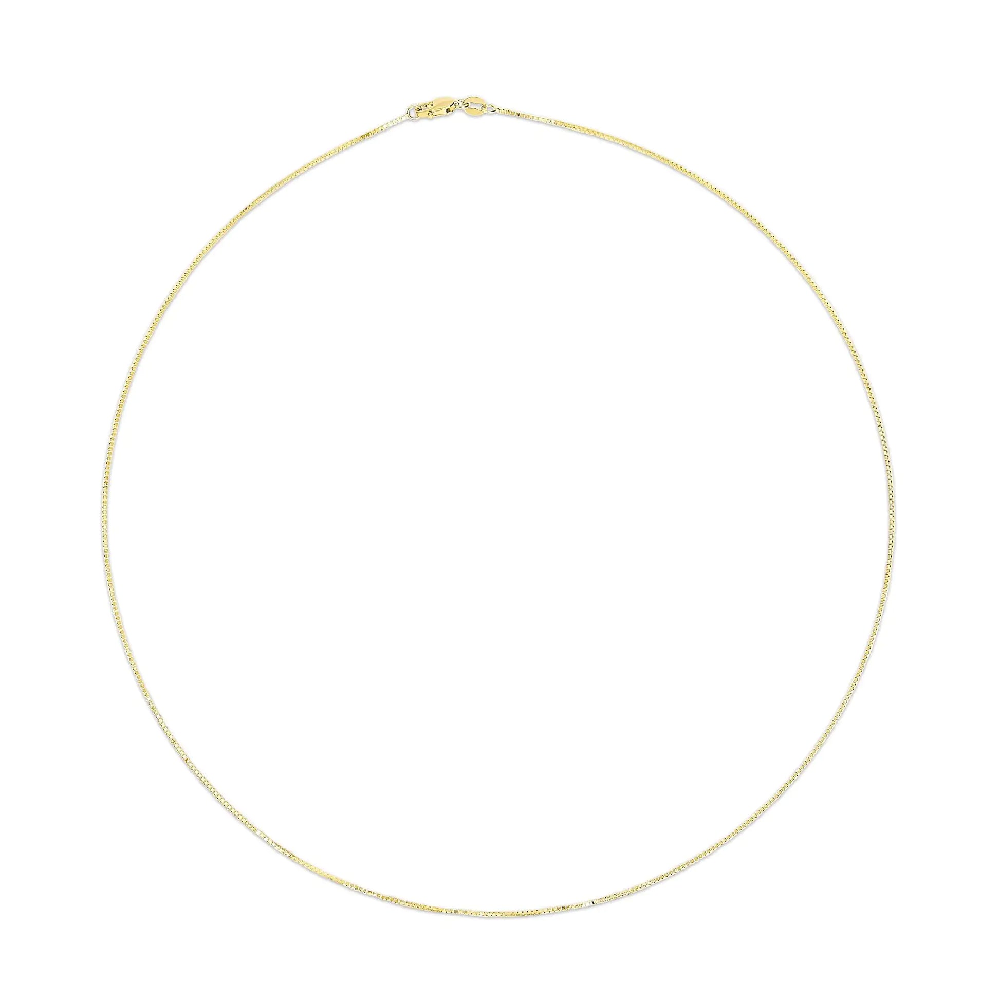 Unisex Solid 14K Gold 0.75mm Classic Box Chain Necklace - Anti Spier 