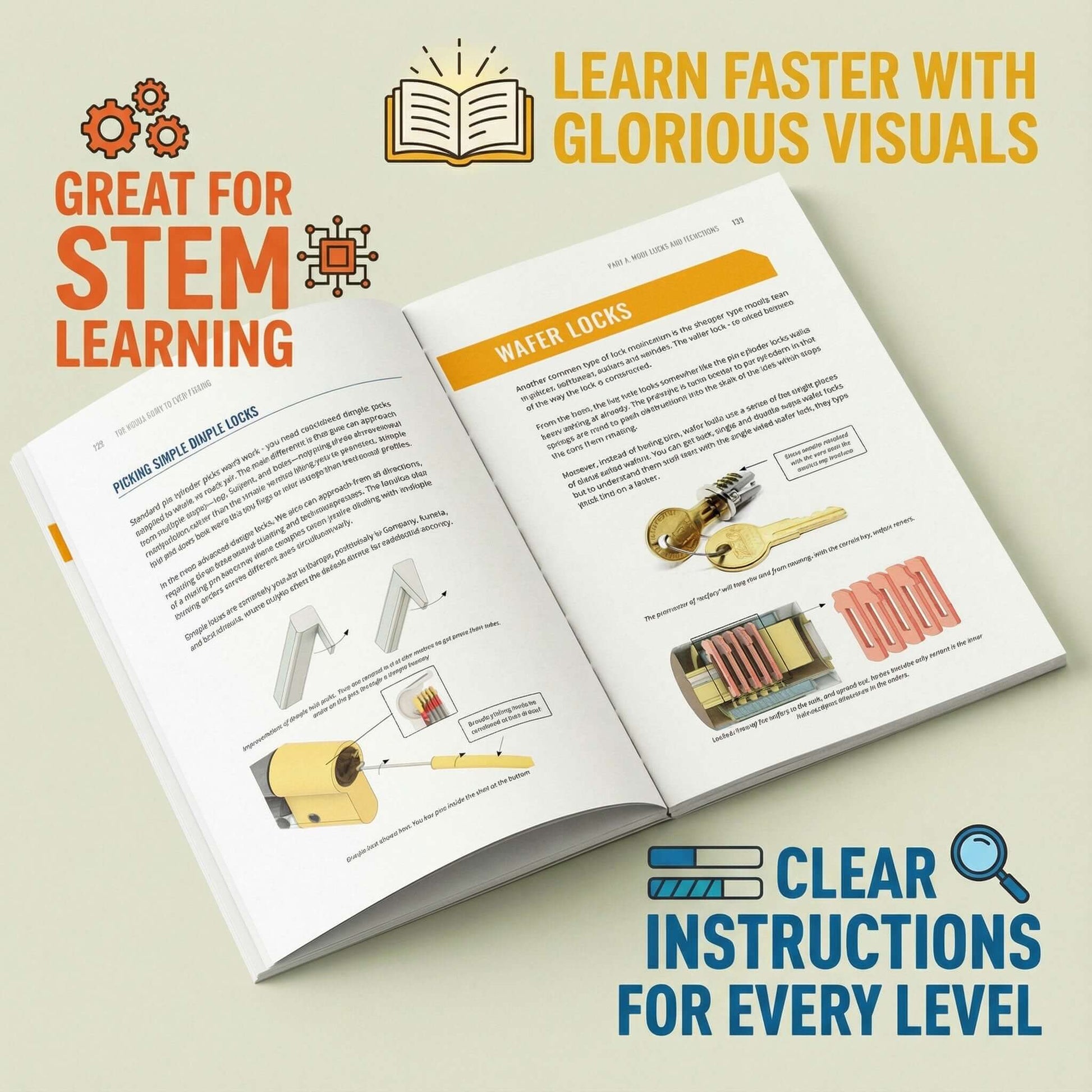Lock Picking Book - Beginners Visual Guide, 190 Color Illustrations by LockPickWorld.com