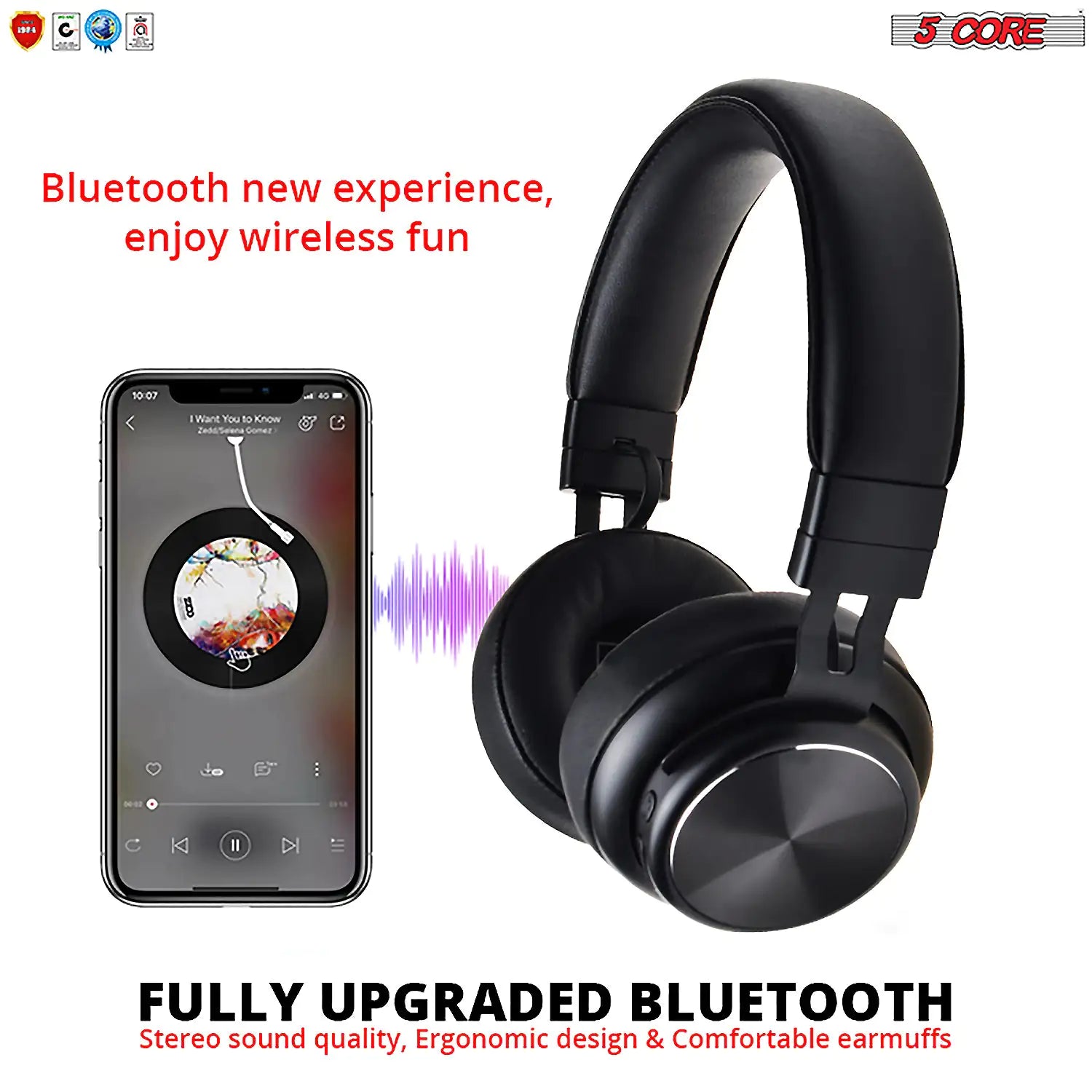 5Core Bluetooth Headphones Wireless Noise Cancelling Audifonos Inalambricos - Anti Spier 