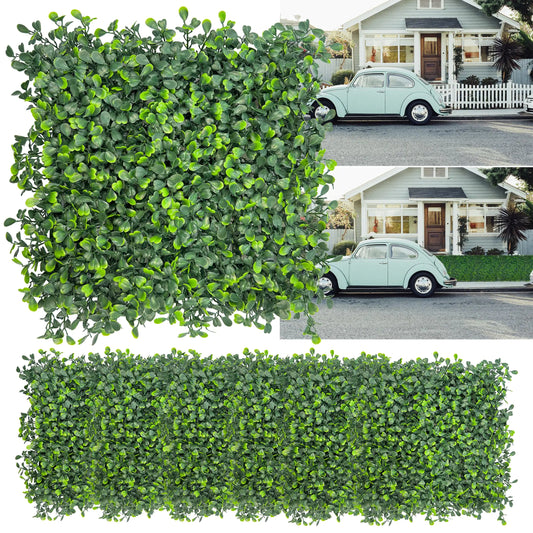 DOPGIB Artificial Grass Wall Backdrop10"x 10"(8P) Boxwood Faux Green Wall Panels for Interior Wall Greenery WallGarden Wall and Indoor Outdoor Plant Wall Decor