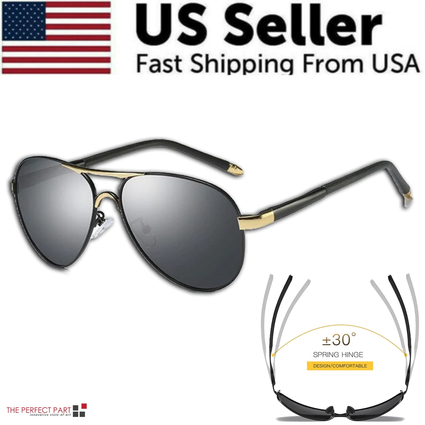 Mens Polarized Pilot Sunglasses Outdoor Driving UV400 Sun Glasses Sport Eyewear - Anti Spier 