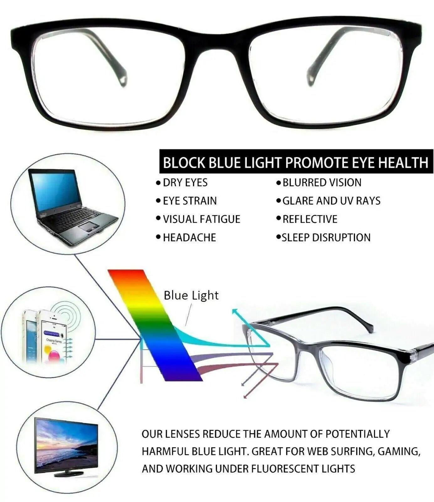 Blue Light Blocking Glasses For Men & Women - Anti Spier 