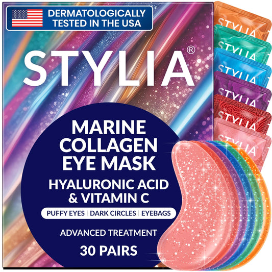 Under Eye Patches for Dark Circles and Puffy Eyes (30 Pairs), Marine Collagen Eye Mask for Puffiness with Vitamin C, Hyaluronic Acid, and Pearl Extract, Eye Gel Pads for Dark Circles and Puffiness 30 Count (Pack of 1)