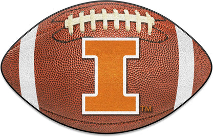 University of Illinois Fighting Illini Floor Mat Area Rug, 20x32 Inch, Non-Skid Backing, Football Design