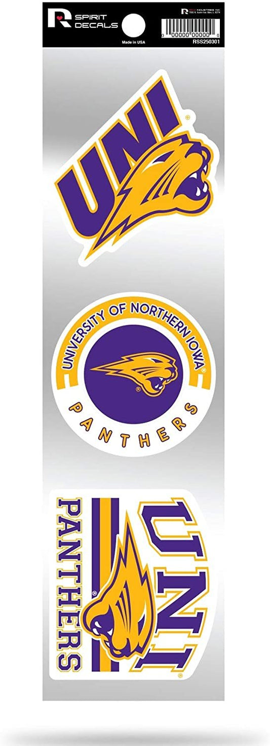 Northern Iowa Panthers UNI Triple Retro Throwback Spirit Decals Flat Vinyl Auto Home Sticker Sheet University of