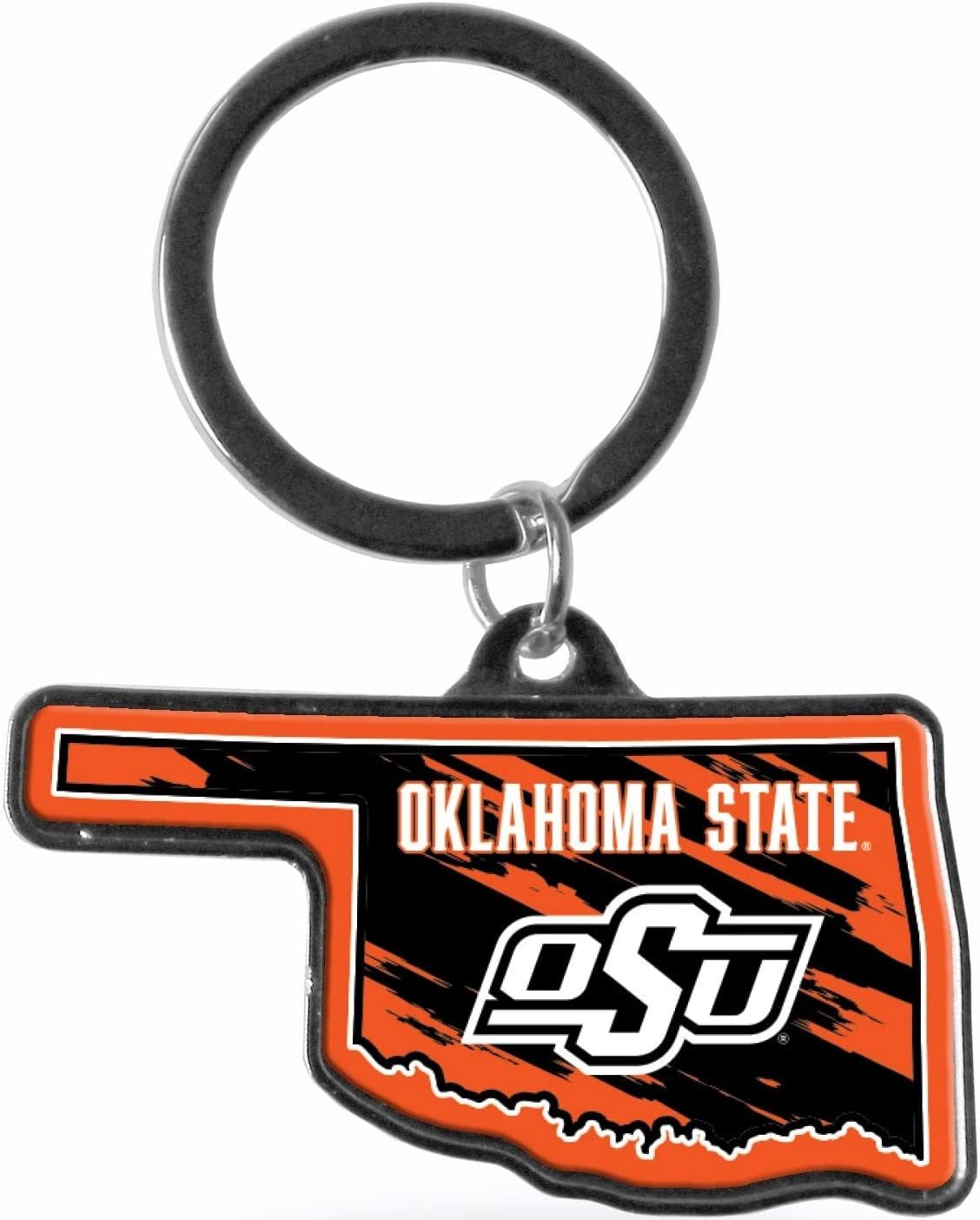Oklahoma State University Cowboys Metal Keychain State Shape