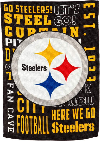 Pittsburgh Steelers Premium Double Sided Banner Flag 28x44 Inch Fan Rules Design Indoor Outdoor by Fielders Choice