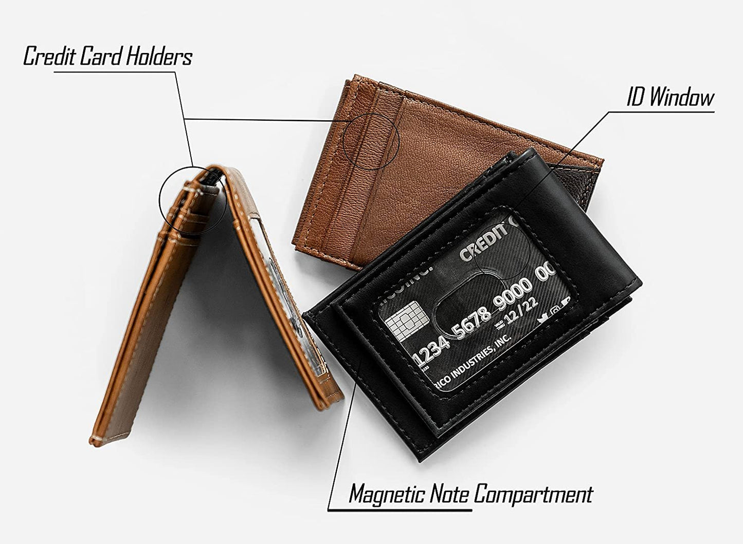 New Jersey Devils Premium Black Leather Wallet, Front Pocket Magnetic Money Clip, Laser Engraved, Vegan