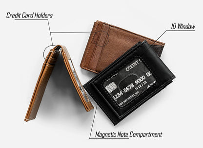 New Jersey Devils Premium Black Leather Wallet, Front Pocket Magnetic Money Clip, Laser Engraved, Vegan