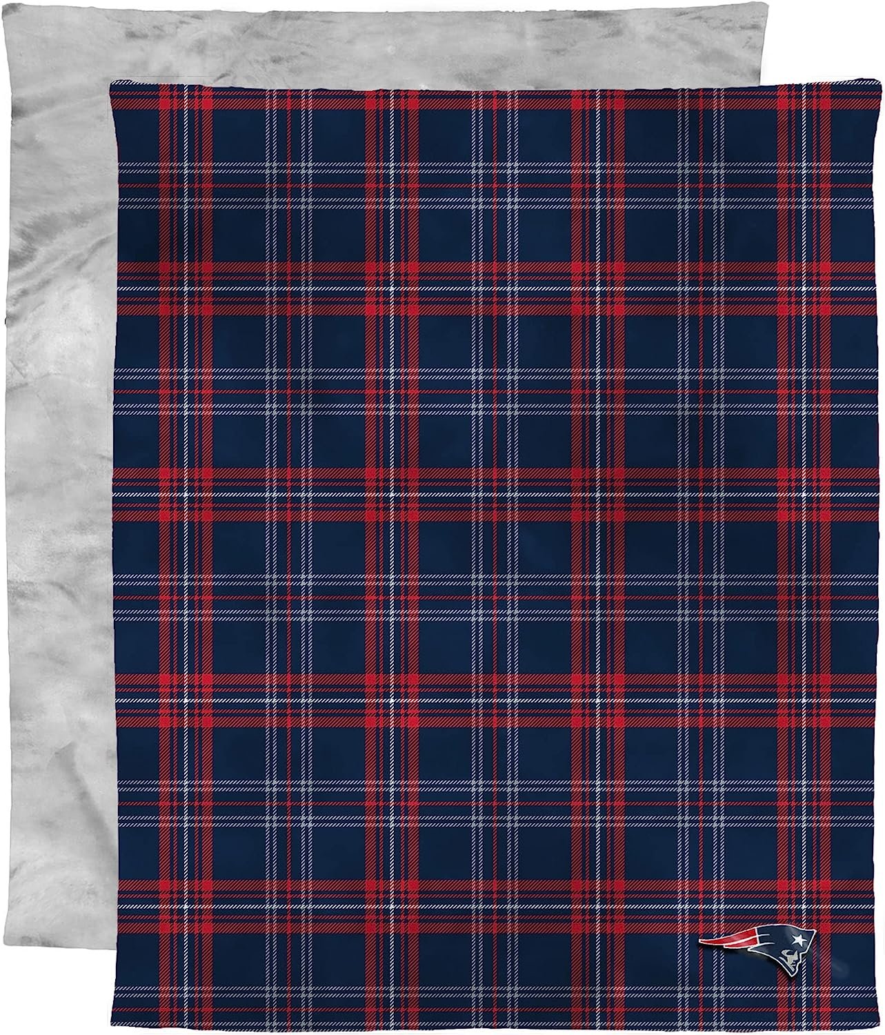 New England Patriots Throw Blanket, Micro Mink Plush Fleece with Faux Fur Reverse, 48x60 Inch