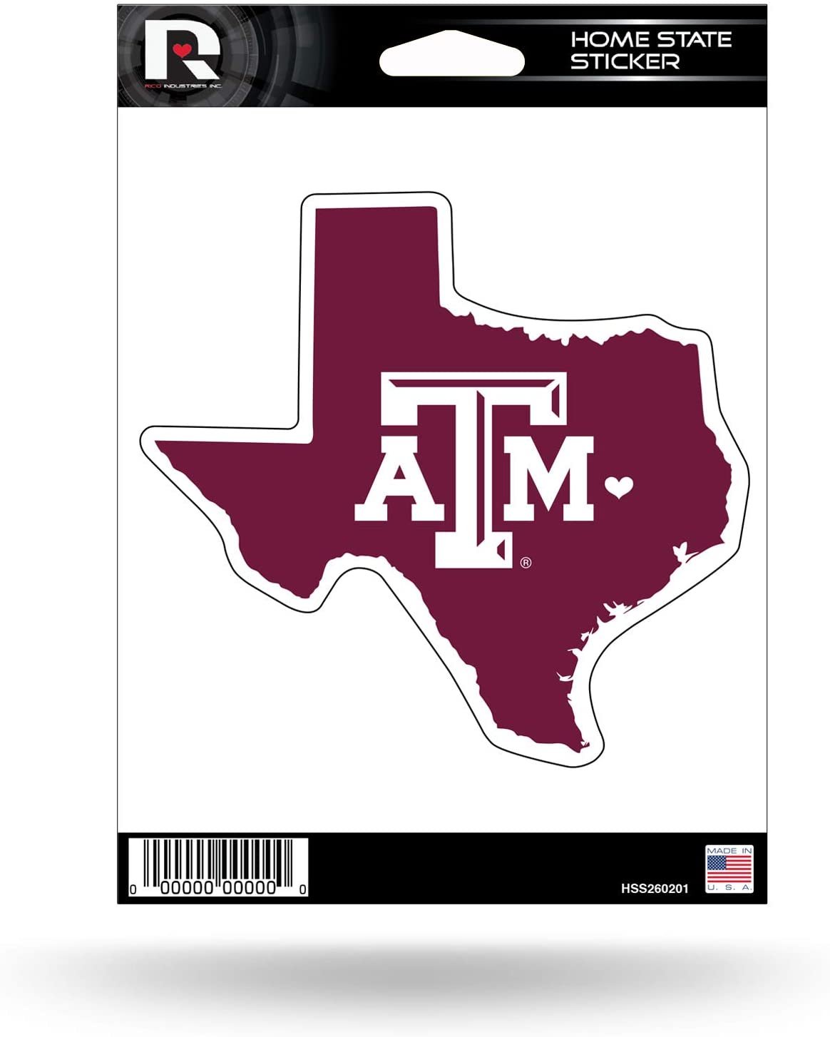 Texas A&M University Aggies 5 Inch Sticker Decal, Home State Design, Flat Vinyl, Full Adhesive Backing
