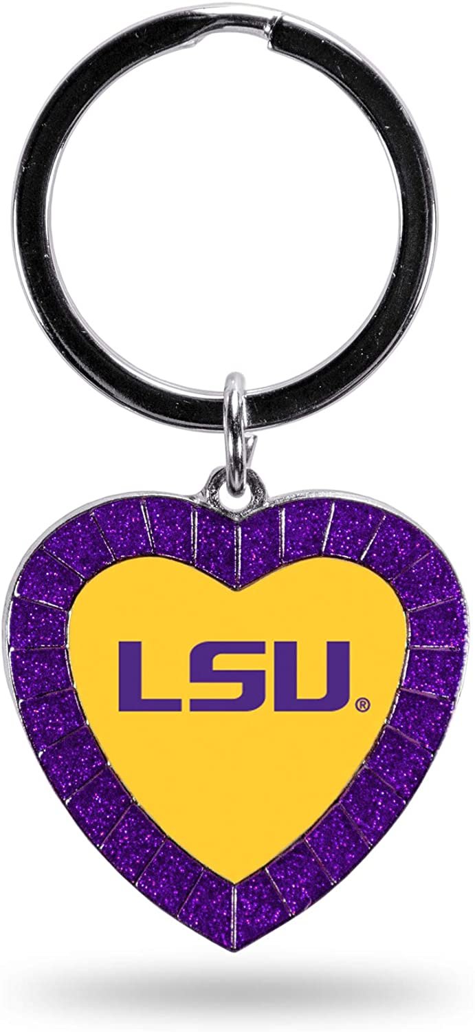 NCAA LSU Tigers NCAA Rhinestone Heart Colored Keychain, Purple, 3-inches in length by Fielders Choice