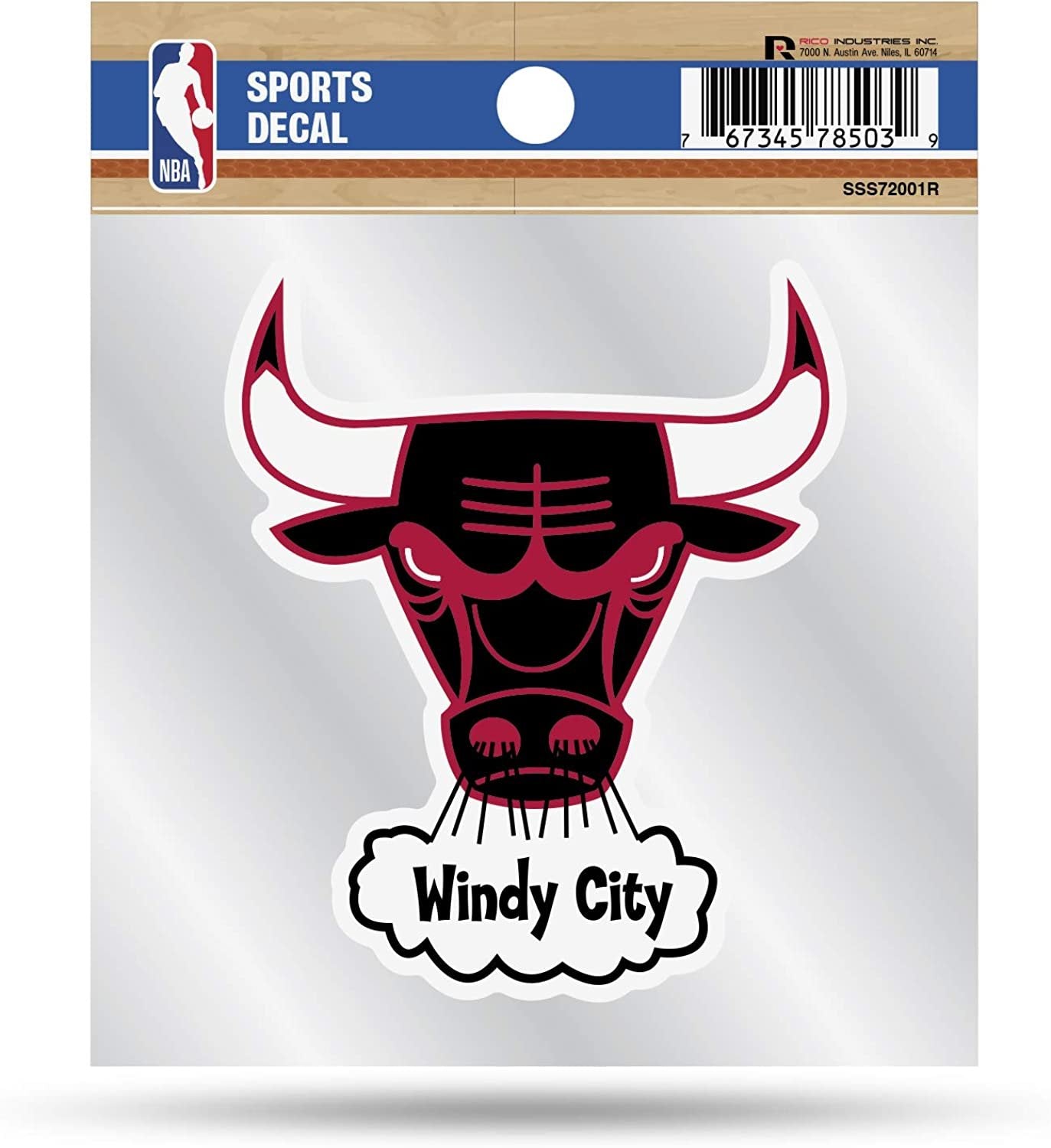 Chicago Bulls 4x4 Inch Die Cut Decal Sticker, Retro Logo, Clear Backing
