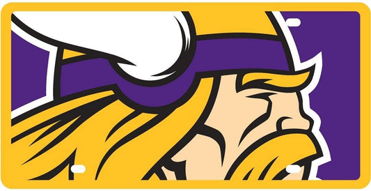 Minnesota Vikings Premium Laser Tag License Plate, Mega Logo, Mirrored Acrylic Printed, 6x12 Inch