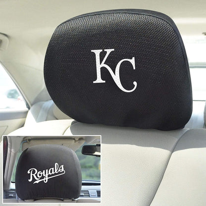Kansas City Royals Pair Premium Embroidered Auto Head Rest Covers Black Elastic