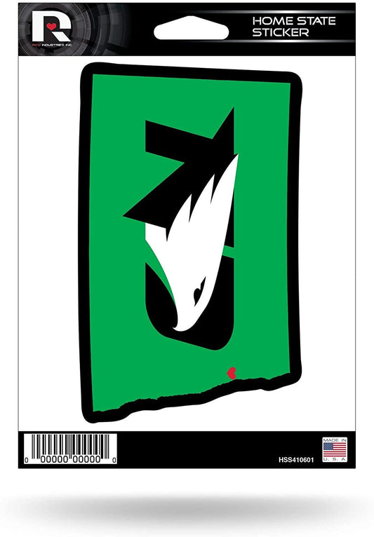 University of North Dakota Fighting Hawks 5 Inch Sticker Decal, Home State Design, Flat Vinyl, Full Adhesive Backing