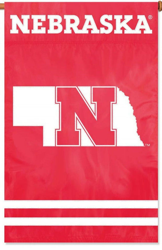 Nebraska Cornhuskers 2sided 28x44 Embroidered Applique Banner Flag University of