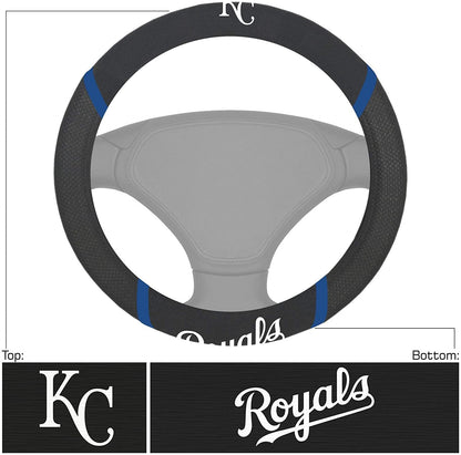 Kansas City Royals Steering Wheel Cover Premium Embroidered Black 15 Inch
