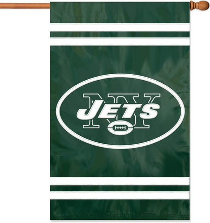 New York Jets Double Sided Banner Flag Embroidered Applique 44x28 Inch