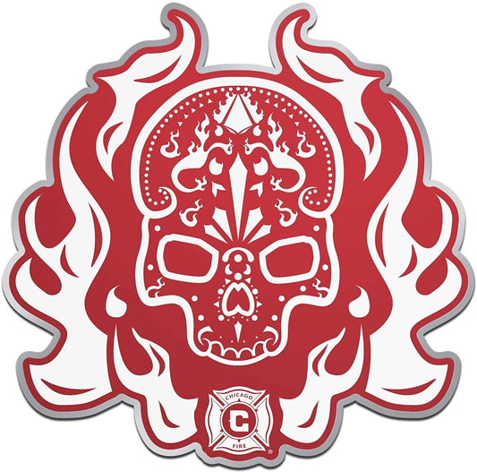 Chicago Fire Skull Design SD Premium Color Acrylic Auto Emblem Raised Decal MLS Soccer SC