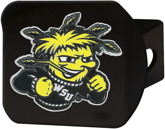 Wichita State Shockers Hitch Cover Black Solid Metal with Raised Color Metal Emblem 2" Square Type III University