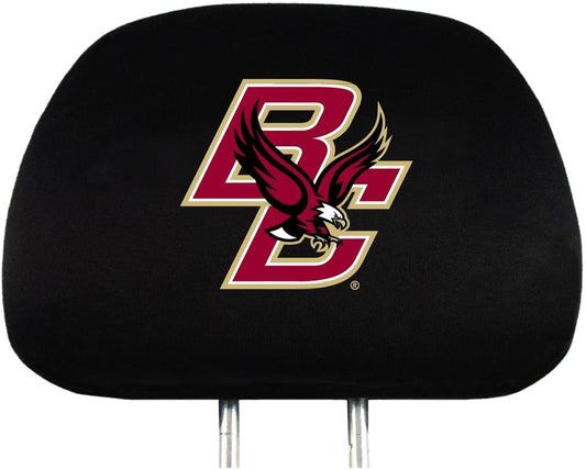 Boston College Eagles Pair of Premium Auto Head Rest Covers, Embroidered, Black Elastic, 14x10 Inch