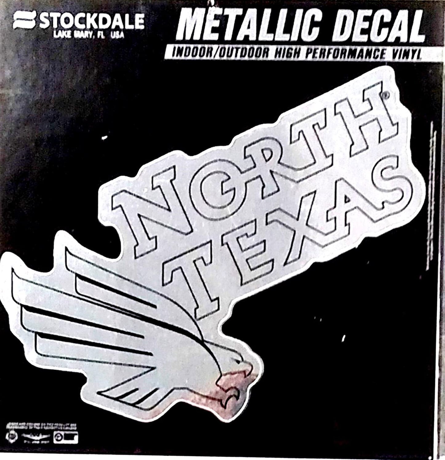 University of North Texas Mean Green 6 Inch Decal Sticker, Metallic Chrome Shimmer Design