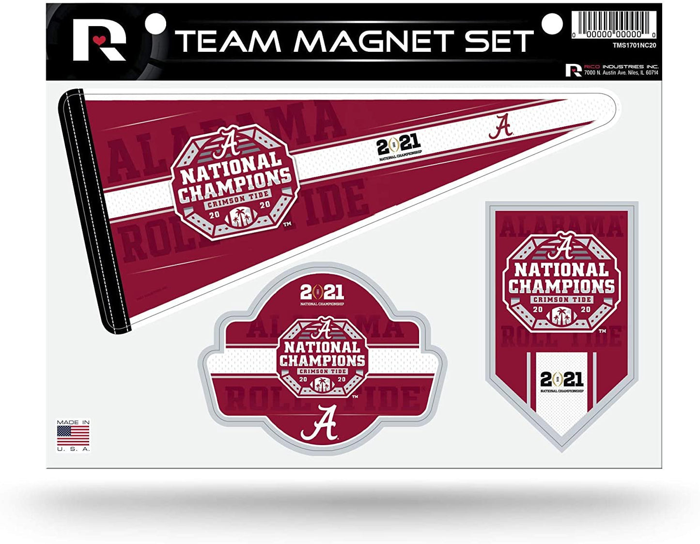 Alabama Crimson Tide University of 2020 Champions Die Cut Team Magnet Set Sheet