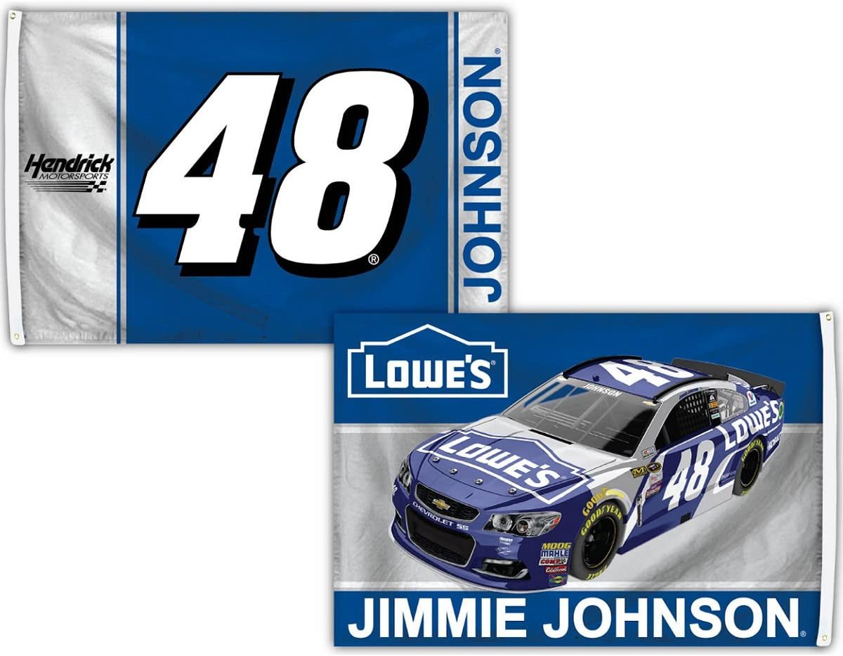 Jimmie Johnson #48 Premium Double Sided 3x5 Feet Flag Banner, Metal Grommets, Outdoor Use