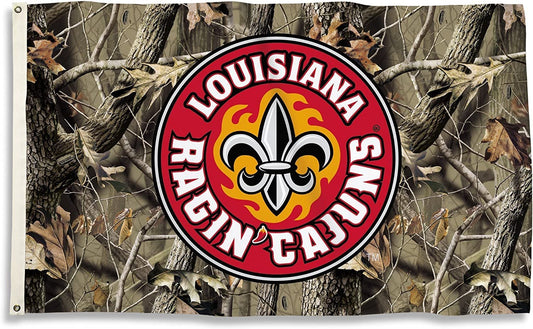 BSI NCAA Louisiana Lafayette Ragin' Cajuns Flag with Grommets, 3' x 5', Camo