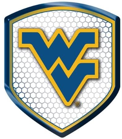 West Virginia University Mountaineers High Intensity Reflector, Shield Shape, Raised Decal Sticker, 2.5x3.5 Inch, Home or Auto, Full Adhesive Backing