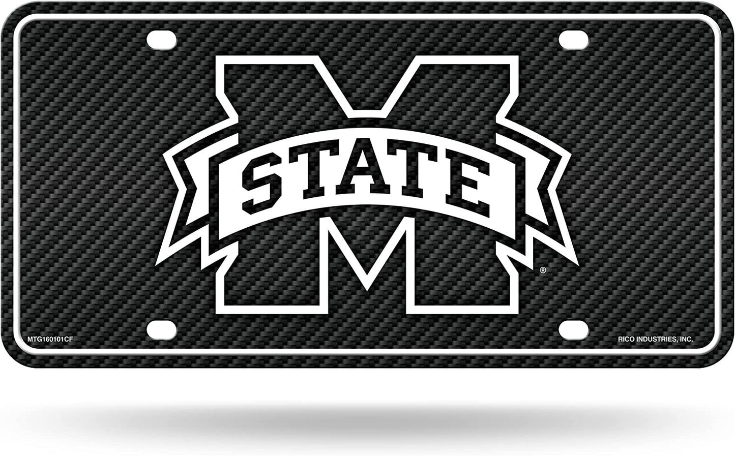 Mississippi State University Bulldogs Metal Tag License Plate Carbon Fiber Design 12x6 Inch