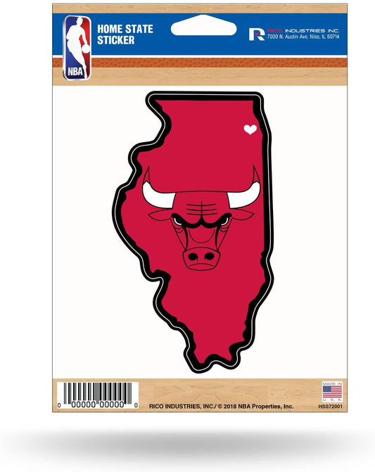 Chicago Bulls 5 Inch Sticker Decal, Home State Design, Flat Vinyl, Full Adhesive Backing