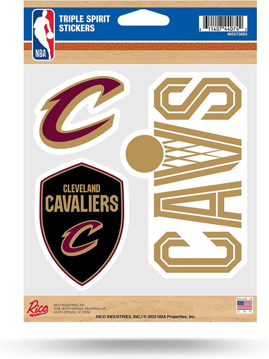 Cleveland Cavaliers Sticker Decal Sheet 3-Piece Die Cut 5x7 Inch