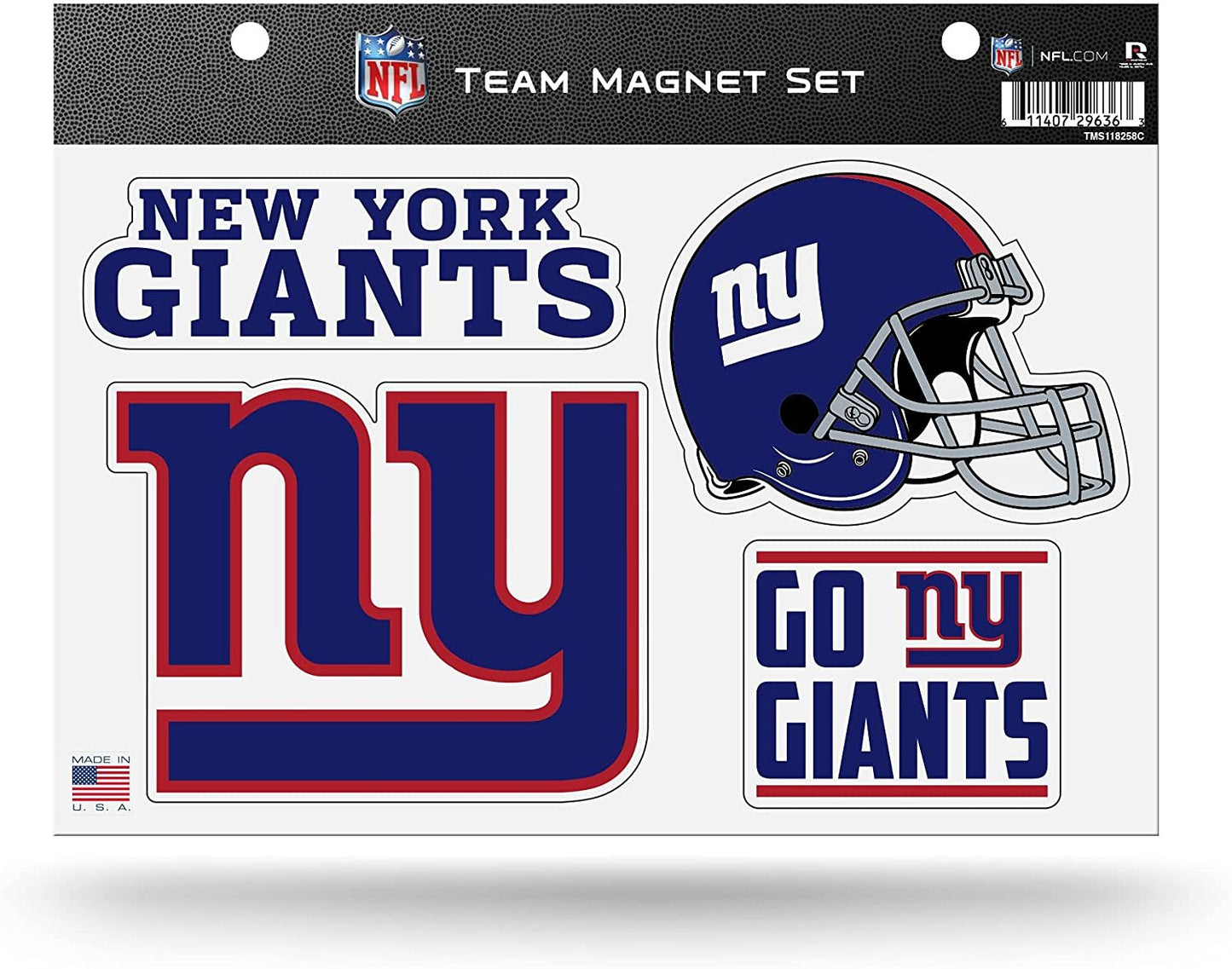 New York Giants 8.5x11 Inch Multi Team Magnet Set for Auto, Refrigerator, Fridge, Locker, Office Cabinet