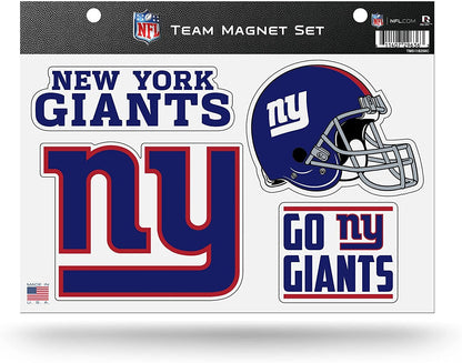 New York Giants 8.5x11 Inch Multi Team Magnet Set for Auto, Refrigerator, Fridge, Locker, Office Cabinet