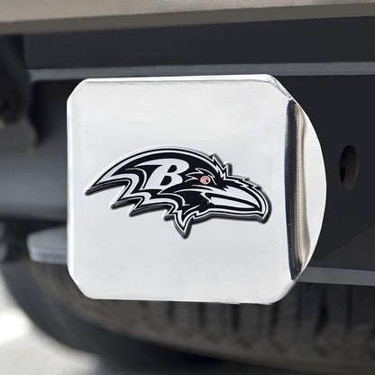 Baltimore Ravens Hitch Cover Solid Metal with Raised Chrome Metal Emblem 2" Square Type III