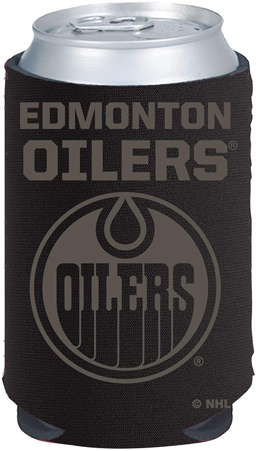 Edmonton Oilers Tonal Black Design 2-Pack 12oz CAN Neoprene Beverage Insulator Holder Cooler Hockey