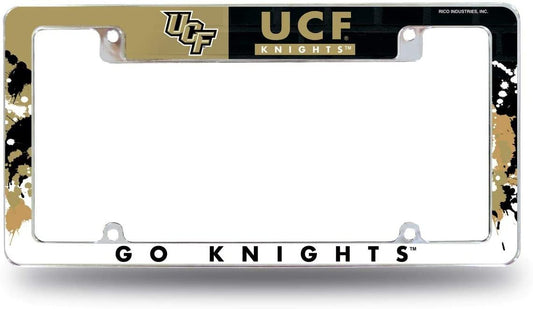 University of Central Florida Knights UCF Metal License License Plate Frame Tag Cover, All Over Design, 12x6 Inch