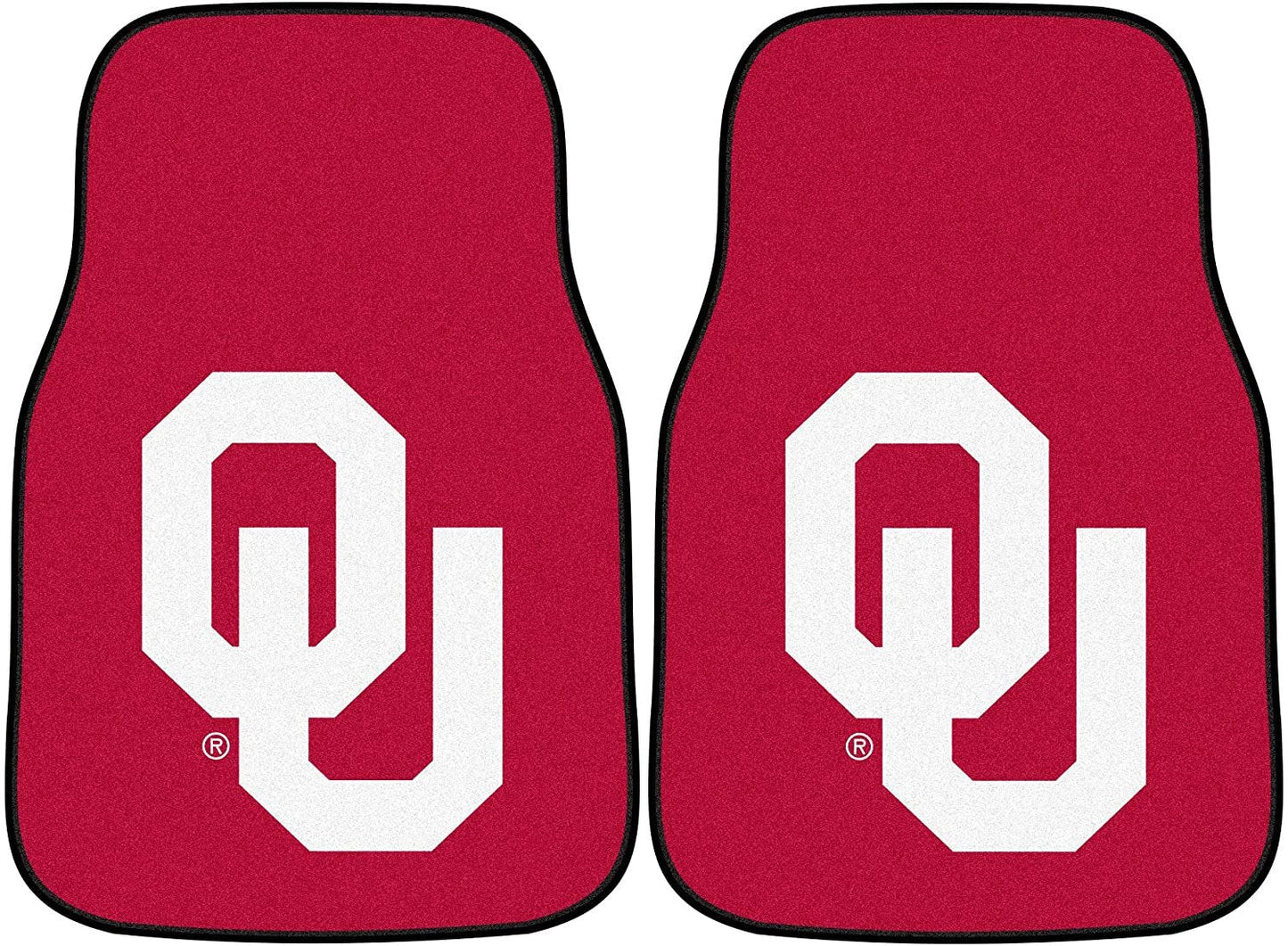 University of Oklahoma Sooners Front Floor Mats, Carpet Car Set, 18x27 Inch, Nylon, Set of 2
