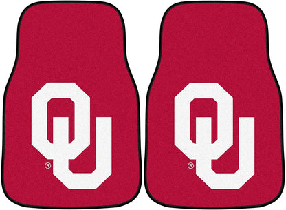 University of Oklahoma Sooners Front Floor Mats, Carpet Car Set, 18x27 Inch, Nylon, Set of 2